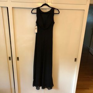 Long black cocktail dress